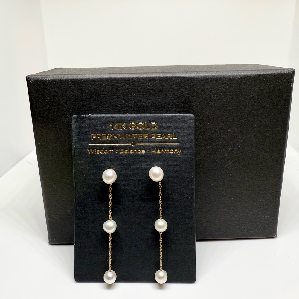 NEW Solid 14K Gold Natural Pearl Earrings